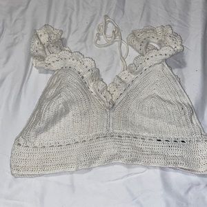 white crochet crop top